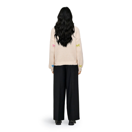 Only Brunhilda Life LS Bow O-Neck Knit Babys Breath  - 15361150BB