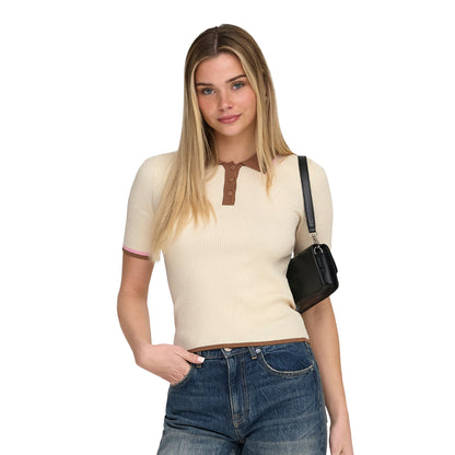 Only Meddi Life SS Contrast Polo Birch  - 15363165B