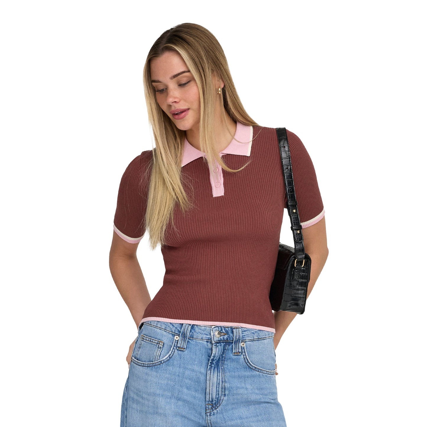 Only Meddi Life SS Contrast Polo Spiced Apple  - 15363165SA