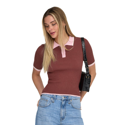 Only Meddi Life SS Contrast Polo Spiced Apple  - 15363165SA