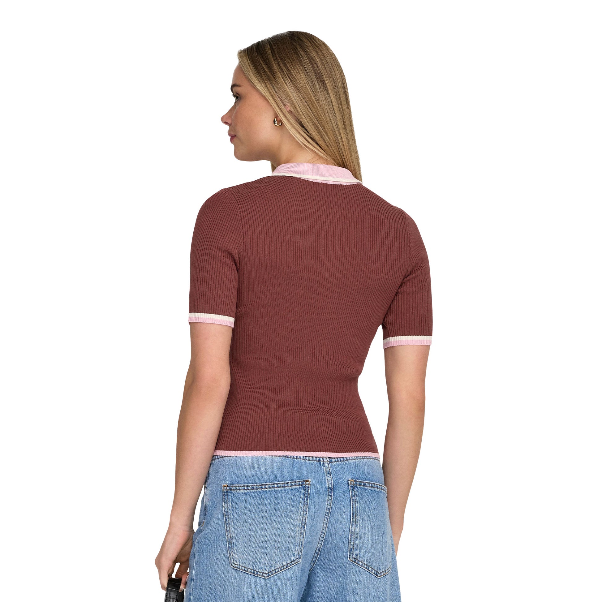 Only Meddi Life SS Contrast Polo Spiced Apple  - 15363165SA