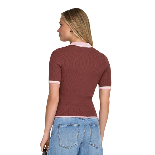 Only Meddi Life SS Contrast Polo Spiced Apple  - 15363165SA