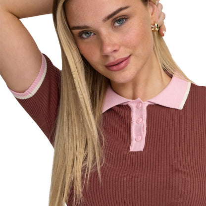 Only Meddi Life SS Contrast Polo Spiced Apple  - 15363165SA