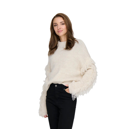 Only Molly LS Short Frill Knit Birch  - 15363467B