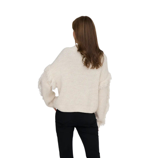 Only Molly LS Short Frill Knit Birch  - 15363467B
