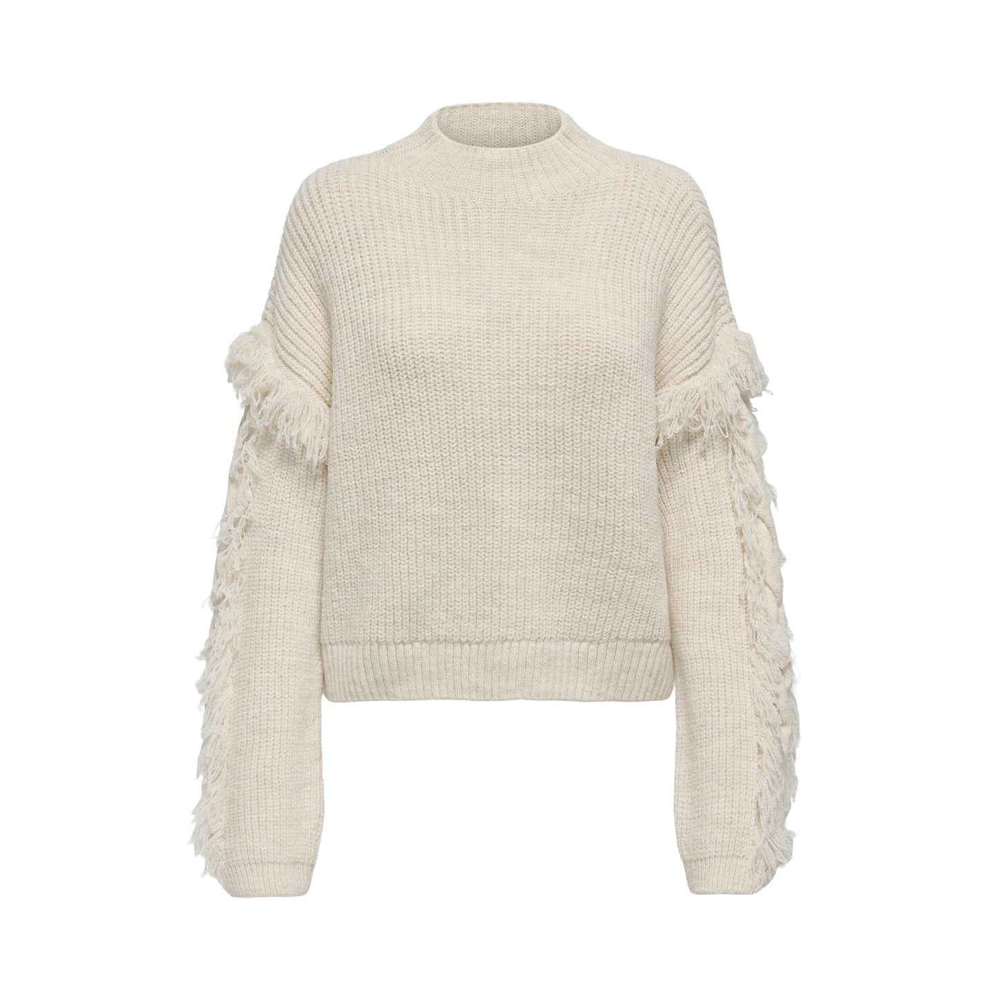 Only Molly LS Short Frill Knit Birch  - 15363467B