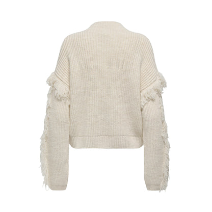 Only Molly LS Short Frill Knit Birch  - 15363467B