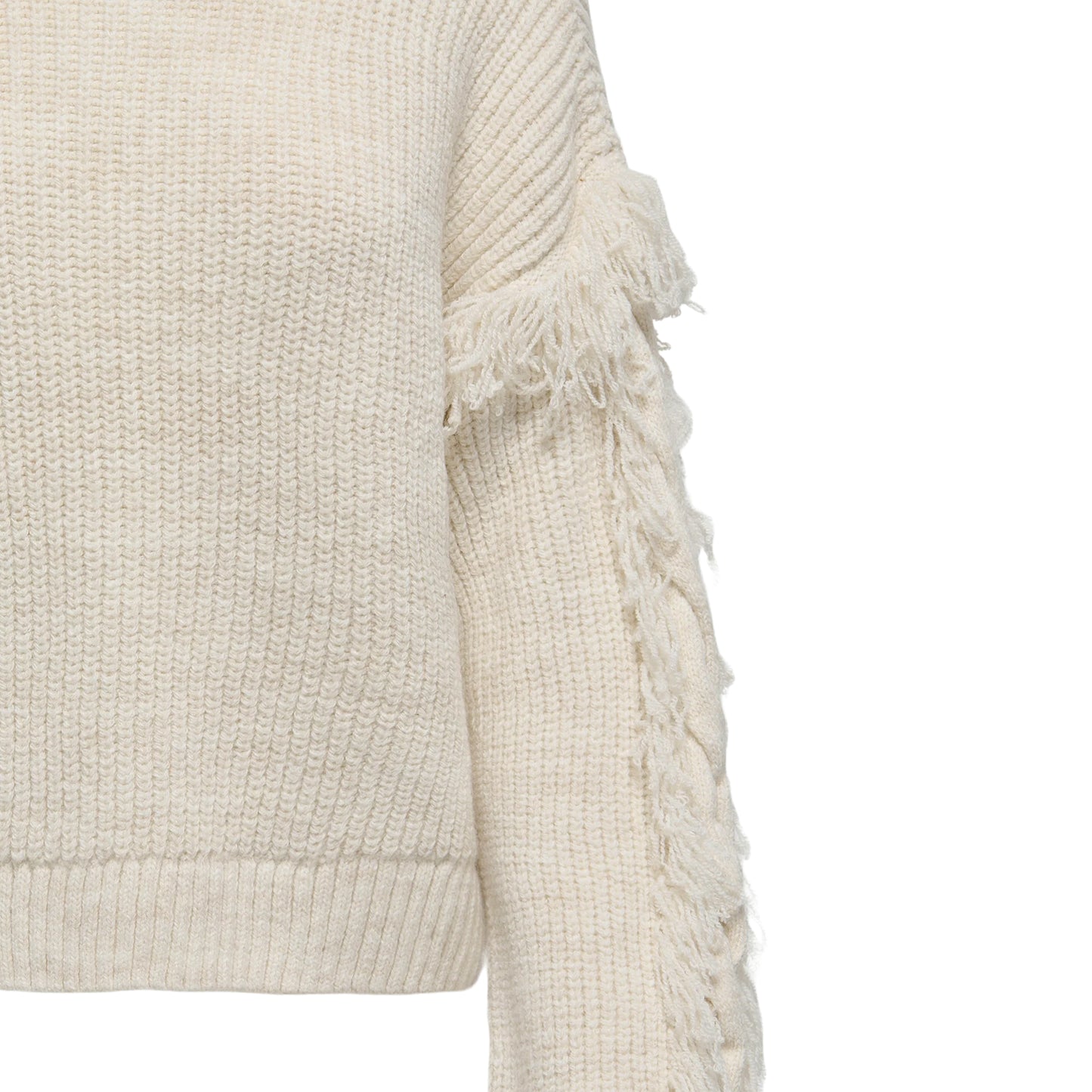 Only Molly LS Short Frill Knit Birch  - 15363467B