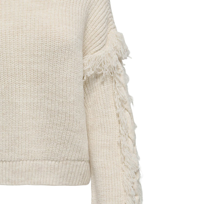 Only Molly LS Short Frill Knit Birch  - 15363467B