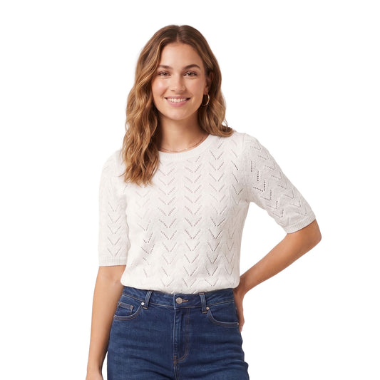 Only Sunny SS O-Neck Knit Cloud Dancer  - 15364758CD