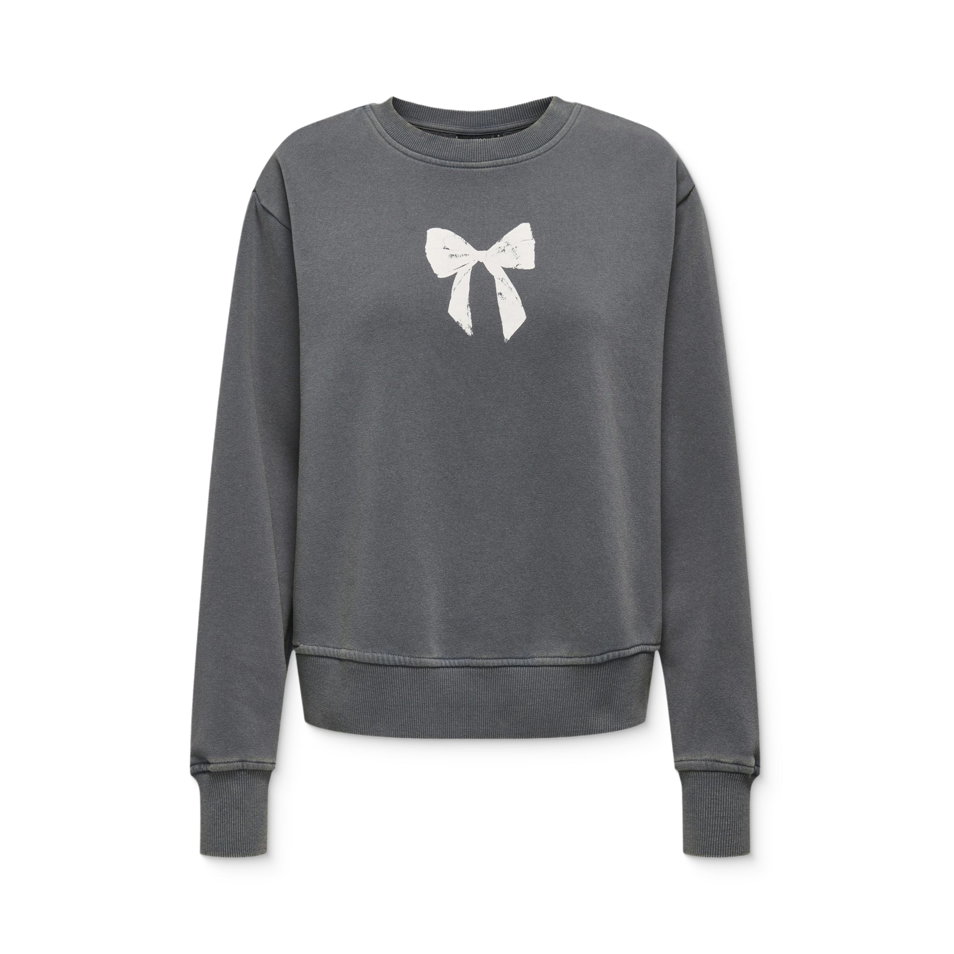 Only Lucinda Bow L/S O-Neck Box Sweat Blackened Pearl  - 15364969BP