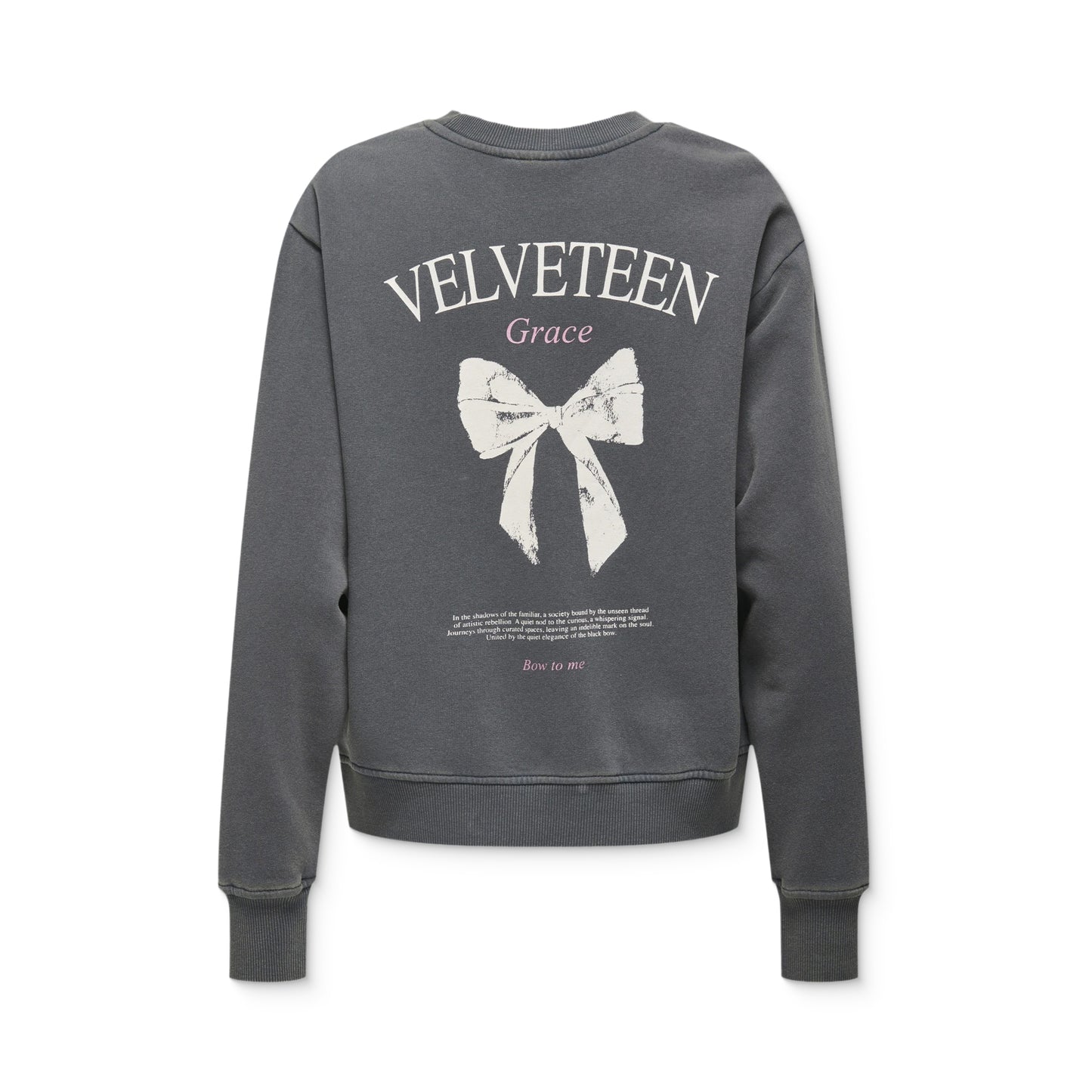 Only Lucinda Bow L/S O-Neck Box Sweat Blackened Pearl  - 15364969BP