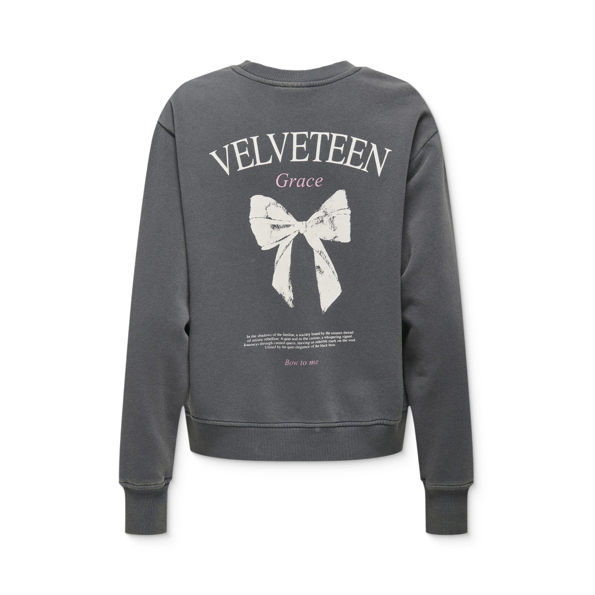 Only Lucinda Bow L/S O-Neck Box Sweat Blackened Pearl  - 15364969BP