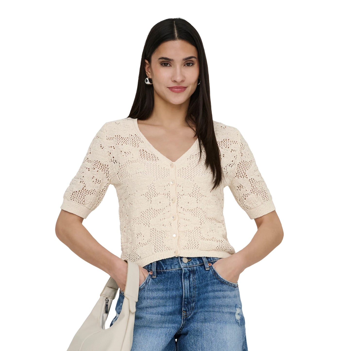 Only Chloe SS Cardigan Knit Ecru  - 15365089E