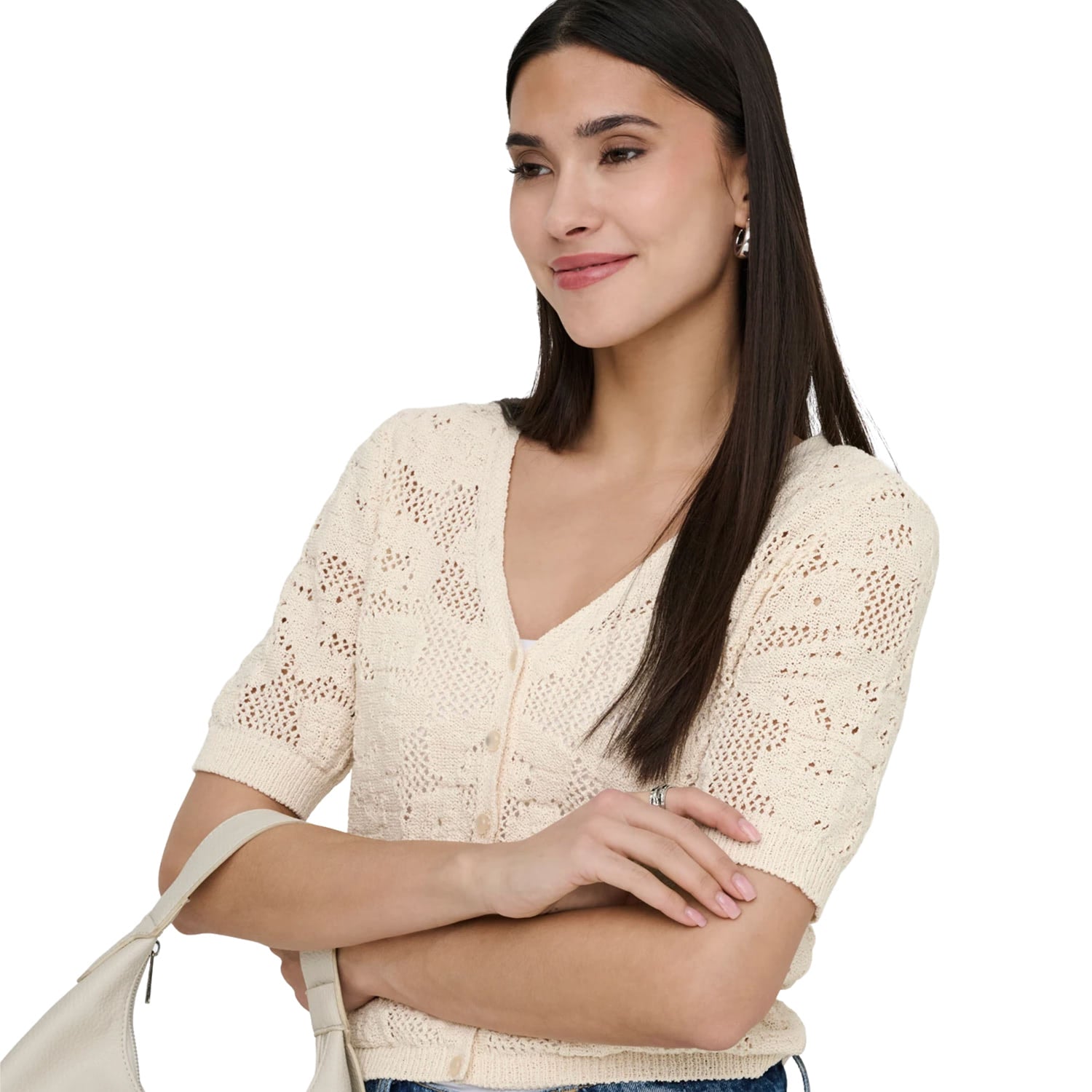 Only Chloe SS Cardigan Knit Ecru  - 15365089E