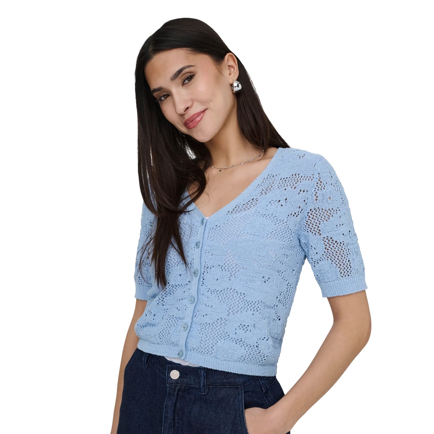 Only Chloe SS Cardigan Knit Soft Chambray  - 15365089SC