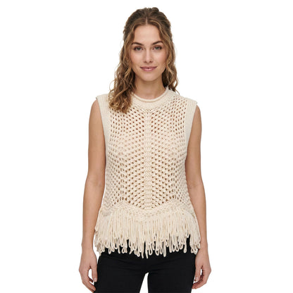 Only Kimmie Fringe Top Knit Birch  - 15365146B