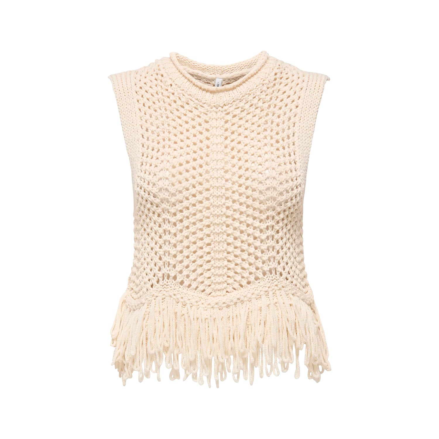 Only Kimmie Fringe Top Knit Birch  - 15365146B