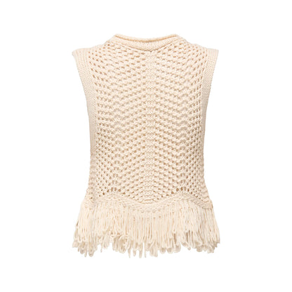 Only Kimmie Fringe Top Knit Birch  - 15365146B