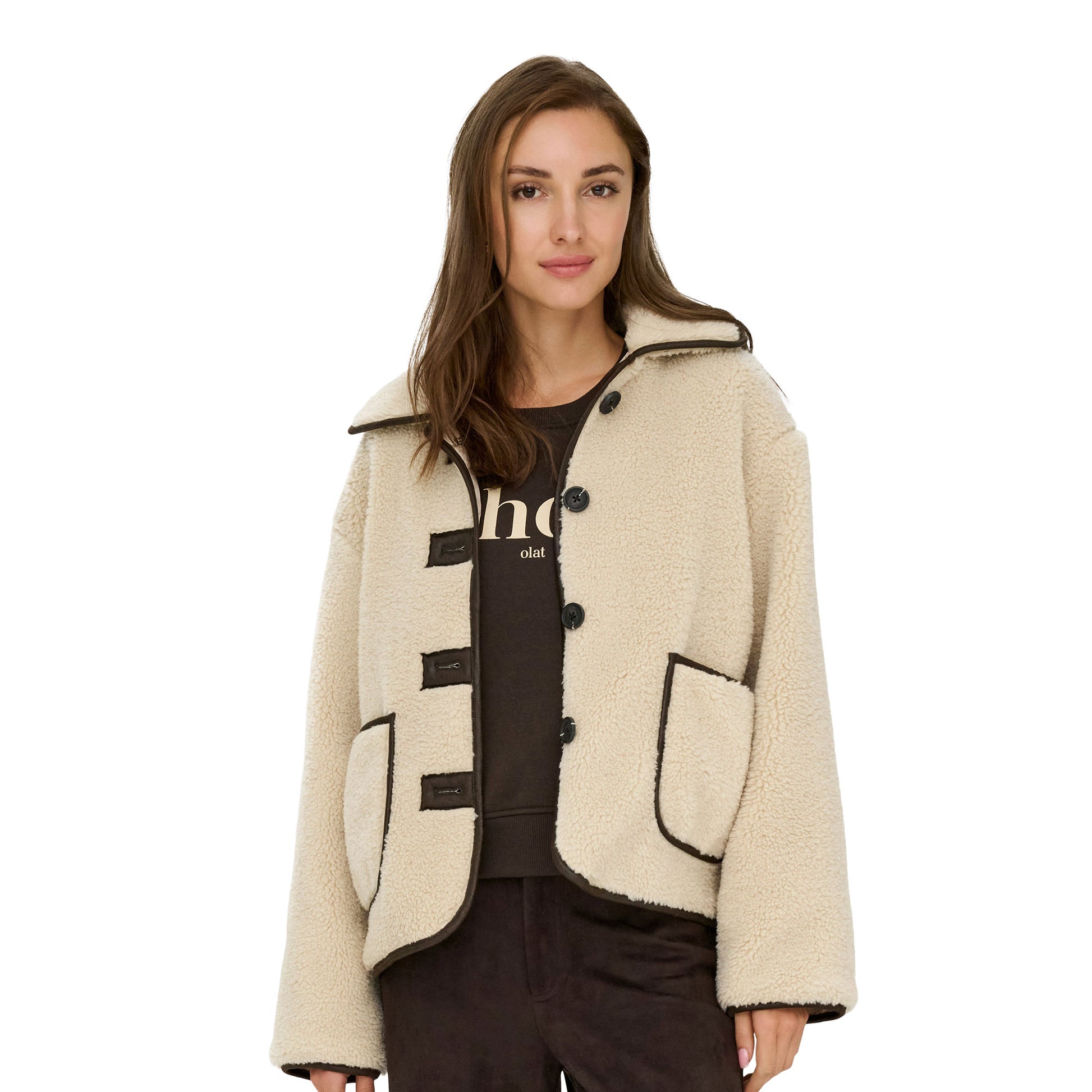 JDY Noella Life Teddy Jacket Cement  - 15365773C