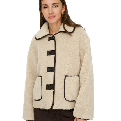 JDY Noella Life Teddy Jacket Cement  - 15365773C