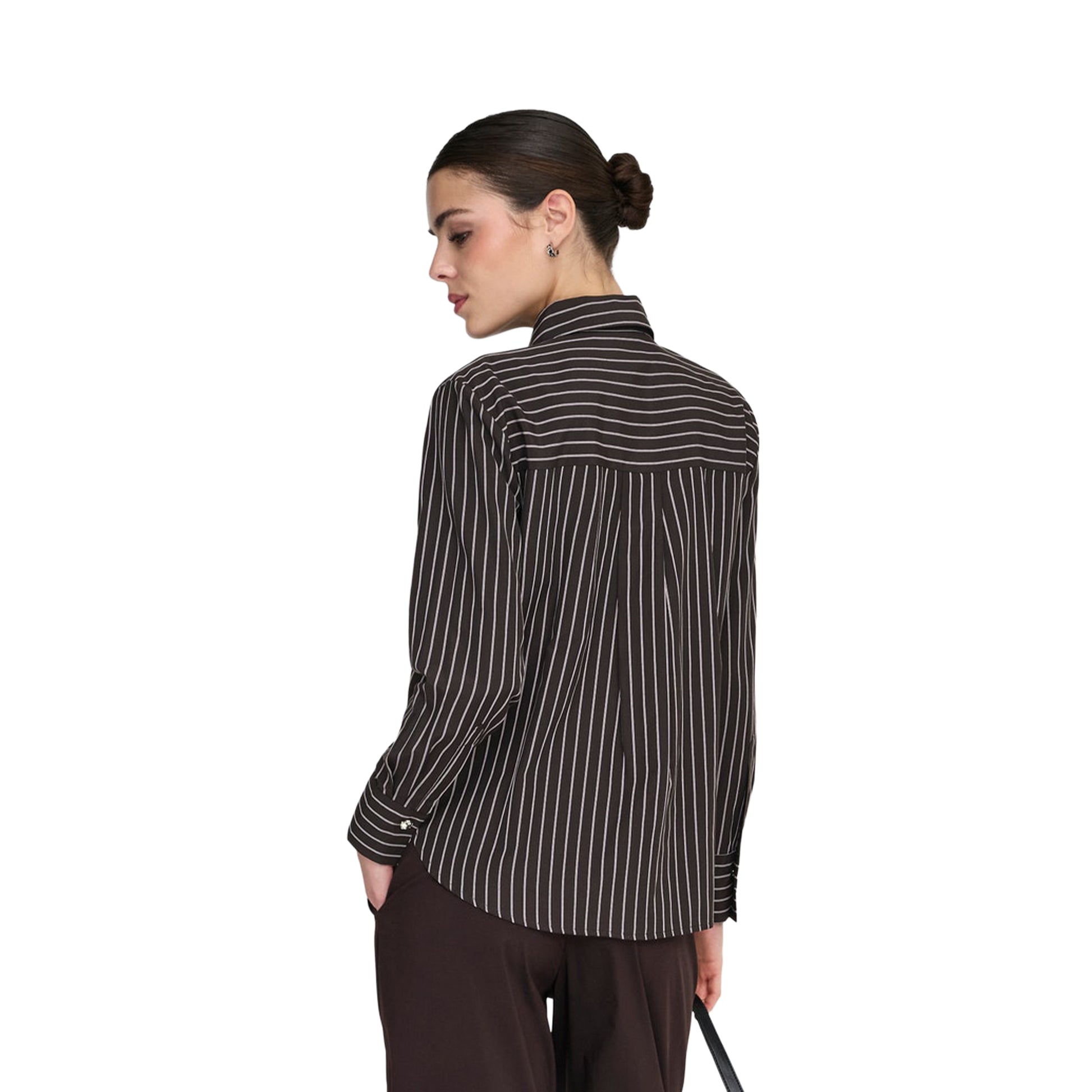 JDY Soho L/S Loose Striped Shirt Chocolate Torte  - 15368294CT