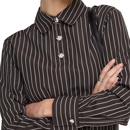 JDY Soho L/S Loose Striped Shirt Chocolate Torte  - 15368294CT