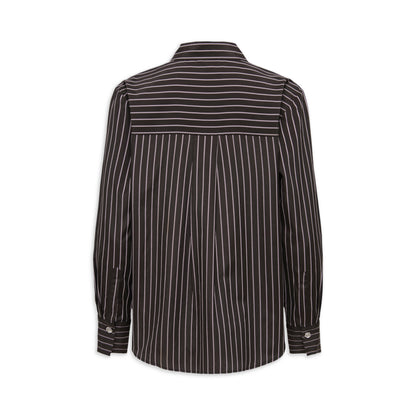 JDY Soho L/S Loose Striped Shirt Chocolate Torte  - 15368294CT