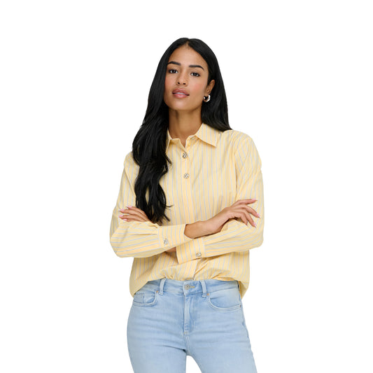 JDY Soho L/S Loose Striped Shirt Double Cream  - 15368294DC