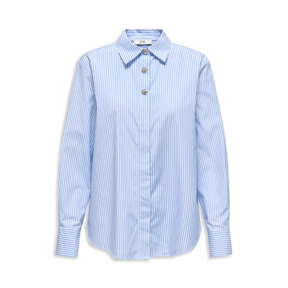 JDY Soho L/S Loose Striped Shirt White  - 15368294W