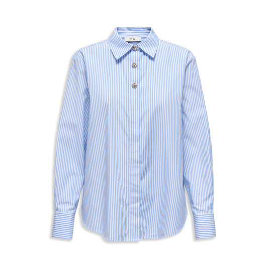 JDY Soho L/S Loose Striped Shirt White  - 15368294W