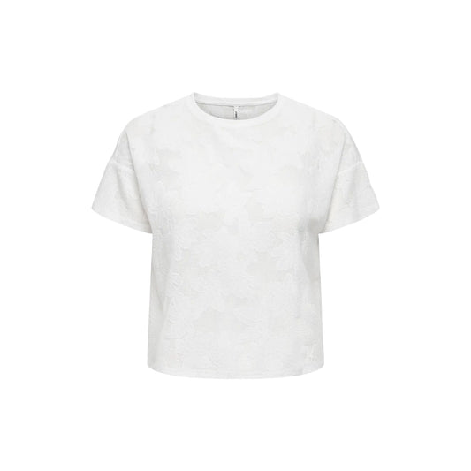 Only Mirabella S/S O-Neck Lace Top Cloud Dancer  - 15369252CD