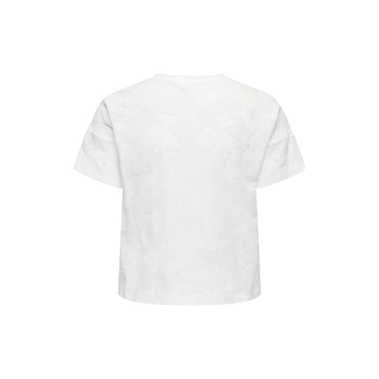Only Mirabella S/S O-Neck Lace Top Cloud Dancer  - 15369252CD