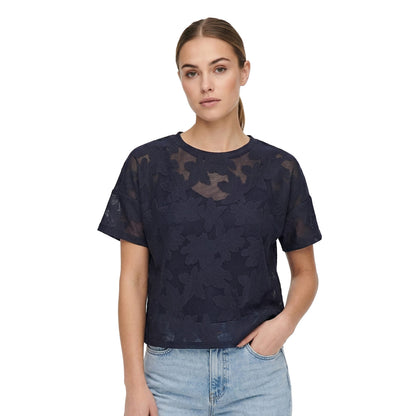 Only Mirabella S/S O-Neck Lace Top Night Sky  - 15369252NS