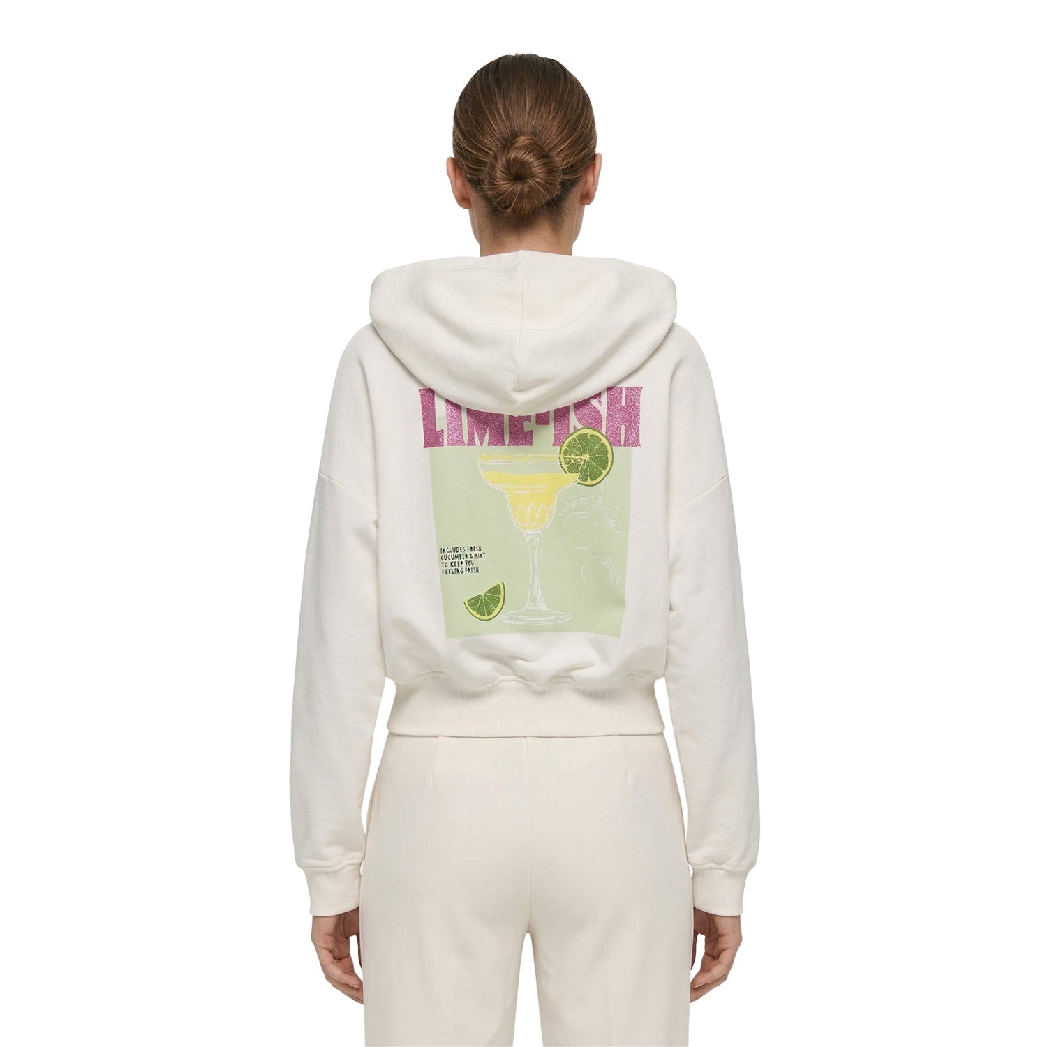Only Kita L/S Sweat Hood Print Cloud Dancer  - 15370299CD
