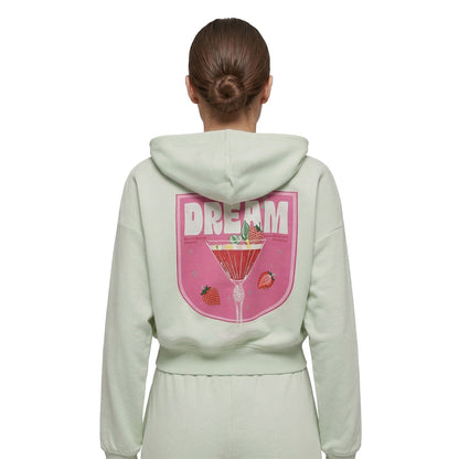 Only Kita L/S Sweat Hood Print Green Lily  - 15370299GL