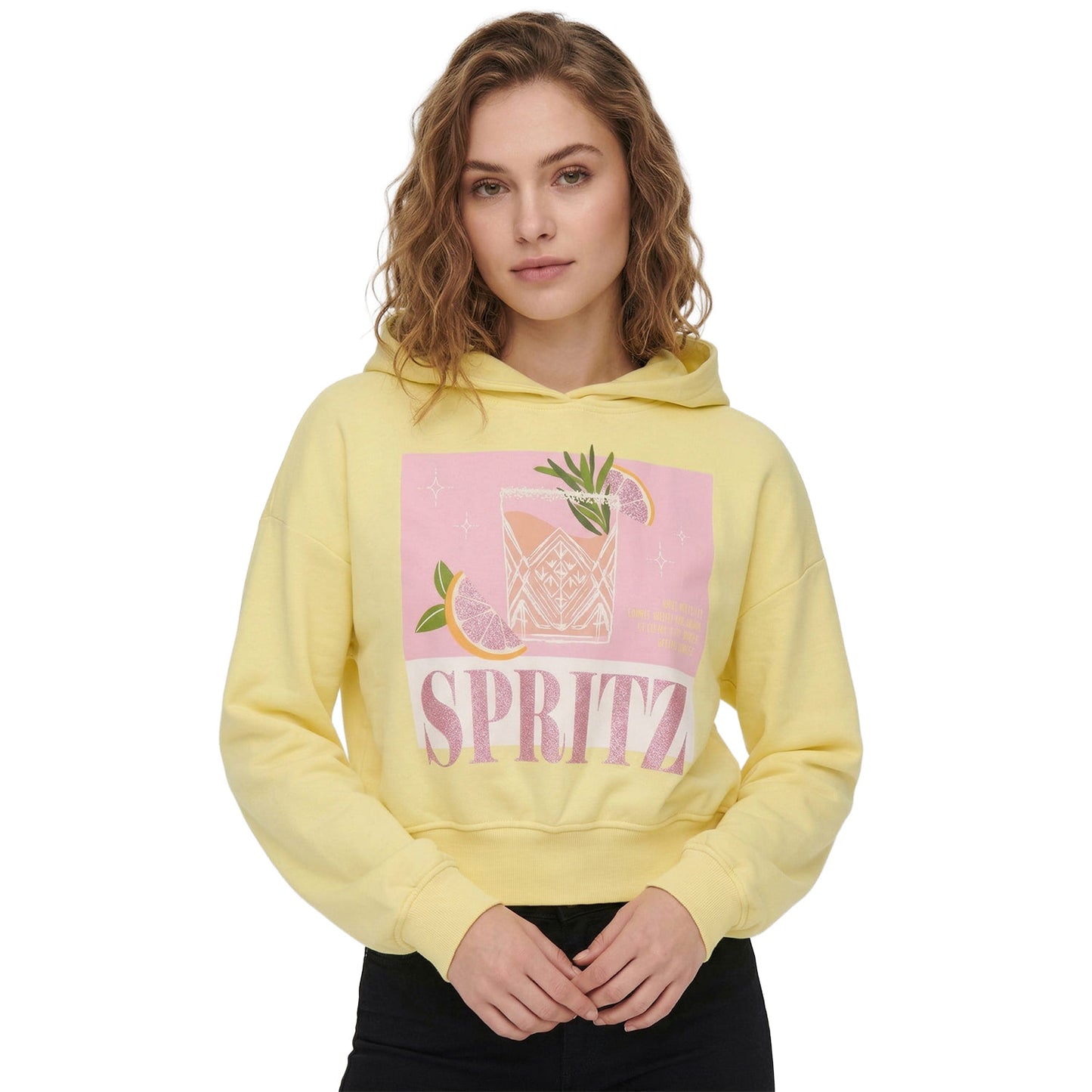 Only Kita L/S Sweat Hood Print Sunlight  - 15370299S