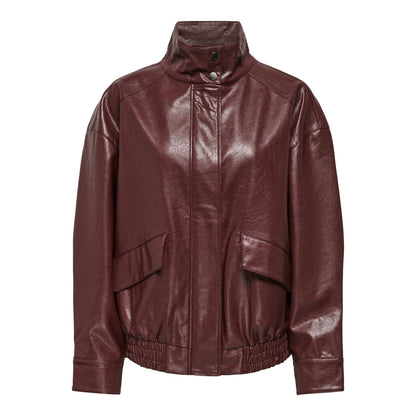 Only Julia Faux Leather Oversized Bomber Rum Raisin  - 15373024RR