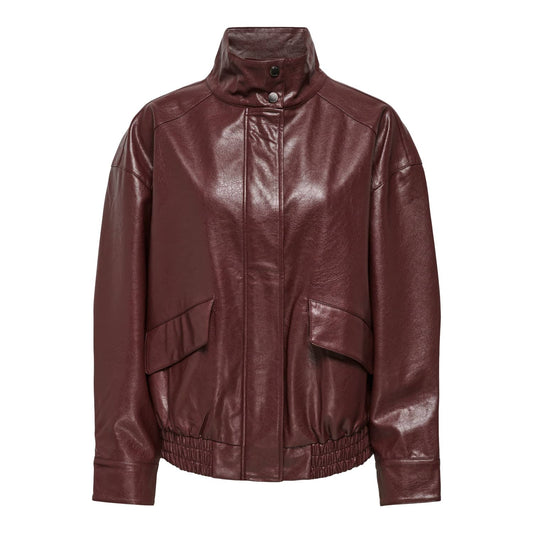 Only Julia Faux Leather Oversized Bomber Rum Raisin  - 15373024RR