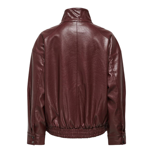 Only Julia Faux Leather Oversized Bomber Rum Raisin  - 15373024RR