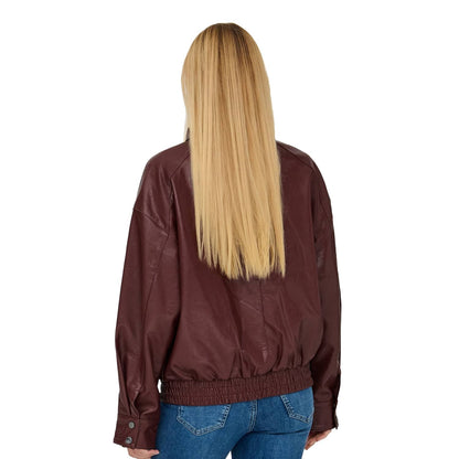Only Julia Faux Leather Oversized Bomber Rum Raisin  - 15373024RR