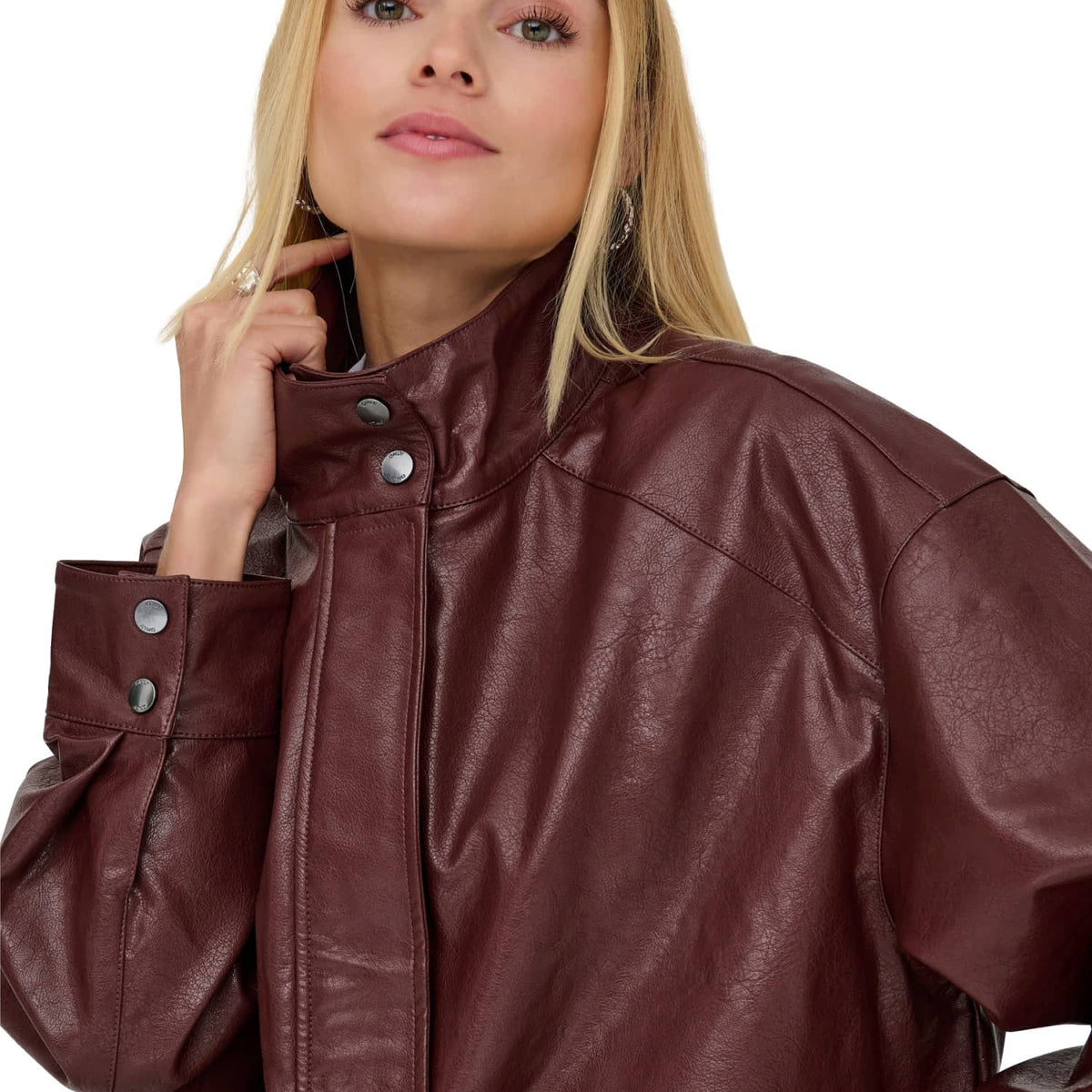 Only Julia Faux Leather Oversized Bomber Rum Raisin  - 15373024RR