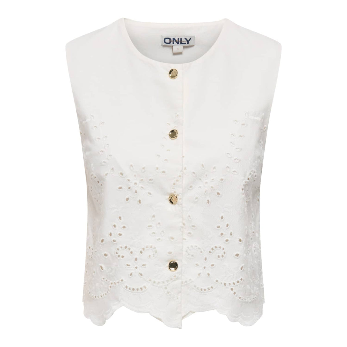 Only Reya S/L Bro Anglaise Waistcoat Cloud Dancer  - 15374075CD