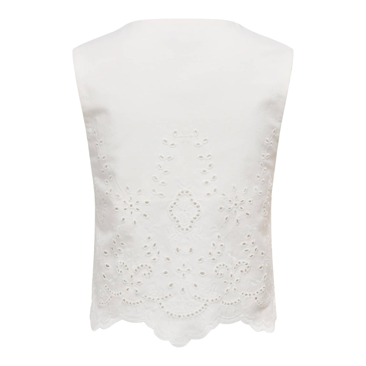 Only Reya S/L Bro Anglaise Waistcoat Cloud Dancer  - 15374075CD
