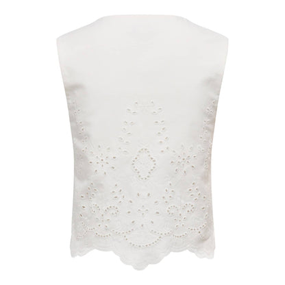 Only Reya S/L Bro Anglaise Waistcoat Cloud Dancer  - 15374075CD