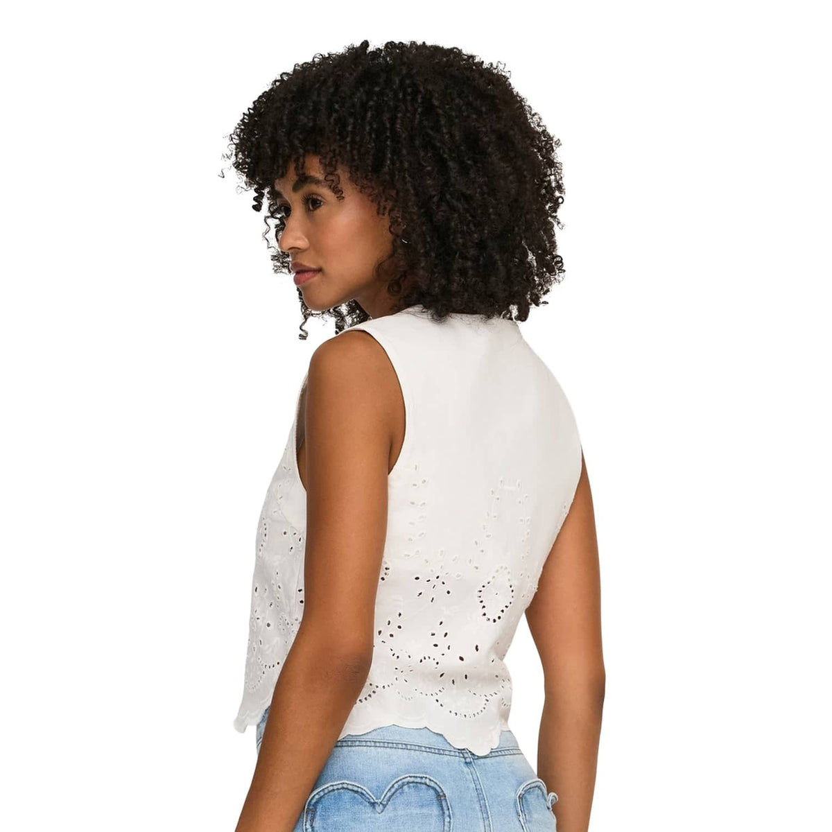 Only Reya S/L Bro Anglaise Waistcoat Cloud Dancer  - 15374075CD