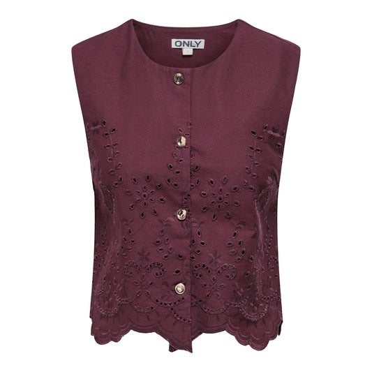 Only Reya S/L Bro Anglaise Waistcoat Tawny Port  - 15374075TP