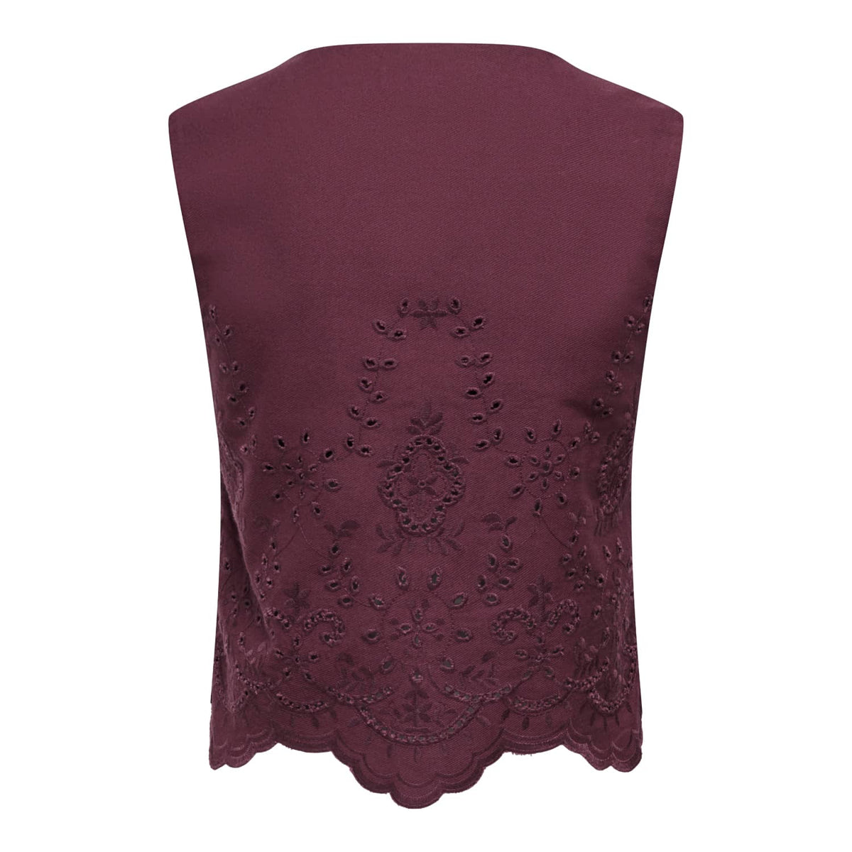 Only Reya S/L Bro Anglaise Waistcoat Tawny Port  - 15374075TP