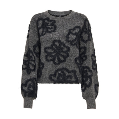 Only Felicia LS Short Oneck Detail NCA Knit Dark Grey  - 15375497DGM