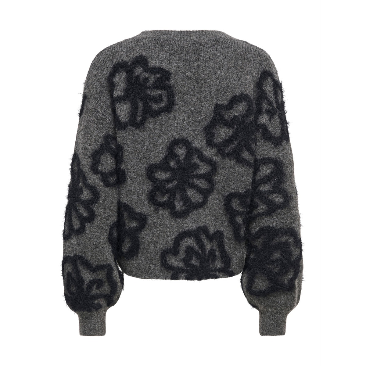Only Felicia LS Short Oneck Detail NCA Knit Dark Grey  - 15375497DGM
